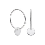 Sterlingsilber Runde Scheibe Charm Hoop Ohrringe 10 - 22 mm
