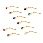 L-förmiger Nasenstecker aus 9 Karat Gelbgold mit rundem Zirkonia (1,5 mm)