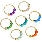 Nasenringe aus 9 Karat Gold und farbigen Opalsteinen Jade Blau Grün Rosa Orange Lila