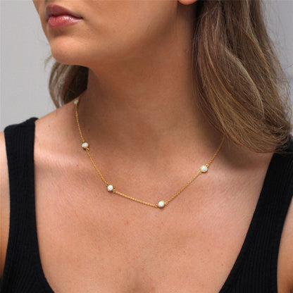 Vergoldete Halskette aus Sterlingsilber mit mehreren CZ-Opalen, 40+5 cm