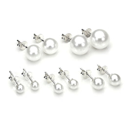 Sterlingsilber Perlen Ohrstecker rund