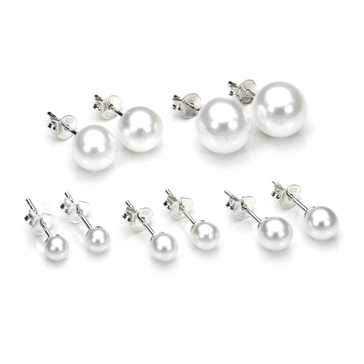 Sterlingsilber Perlen Ohrstecker rund