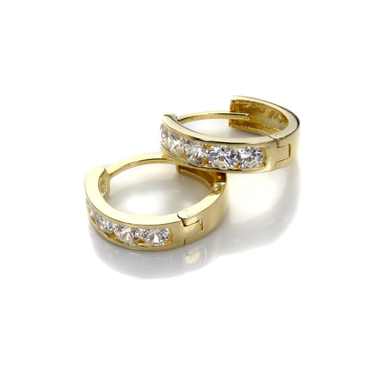 9 Karat Gold CZ Kristall Klappcreolen Ohrringe Satz