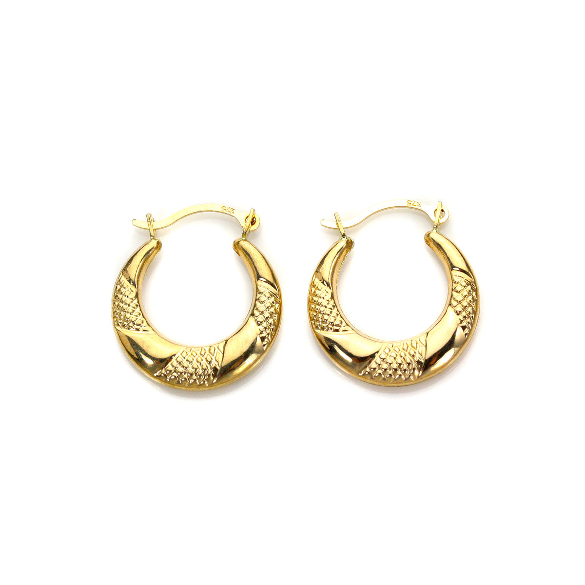 9 Karat Gold Gedreht Dreifach Creolen Ohrringe 