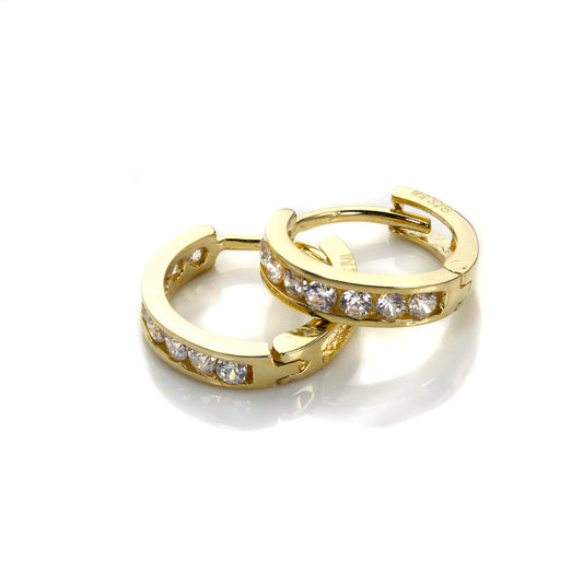 9 Karat Gold & CZ Kristall Klappcreolen Ohrringe