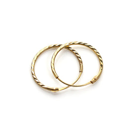 9 Karat Gelbgold-Creolen mit Diamantschliff, 12 mm