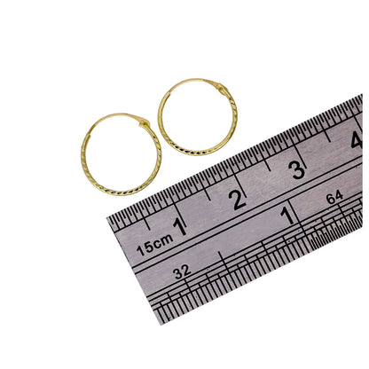 9 Karat Gelbgold-Creolen mit Diamantschliff, 12 mm