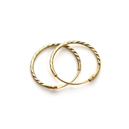 9 Karat Gelbgold-Creolen mit Diamantschliff, 12 mm