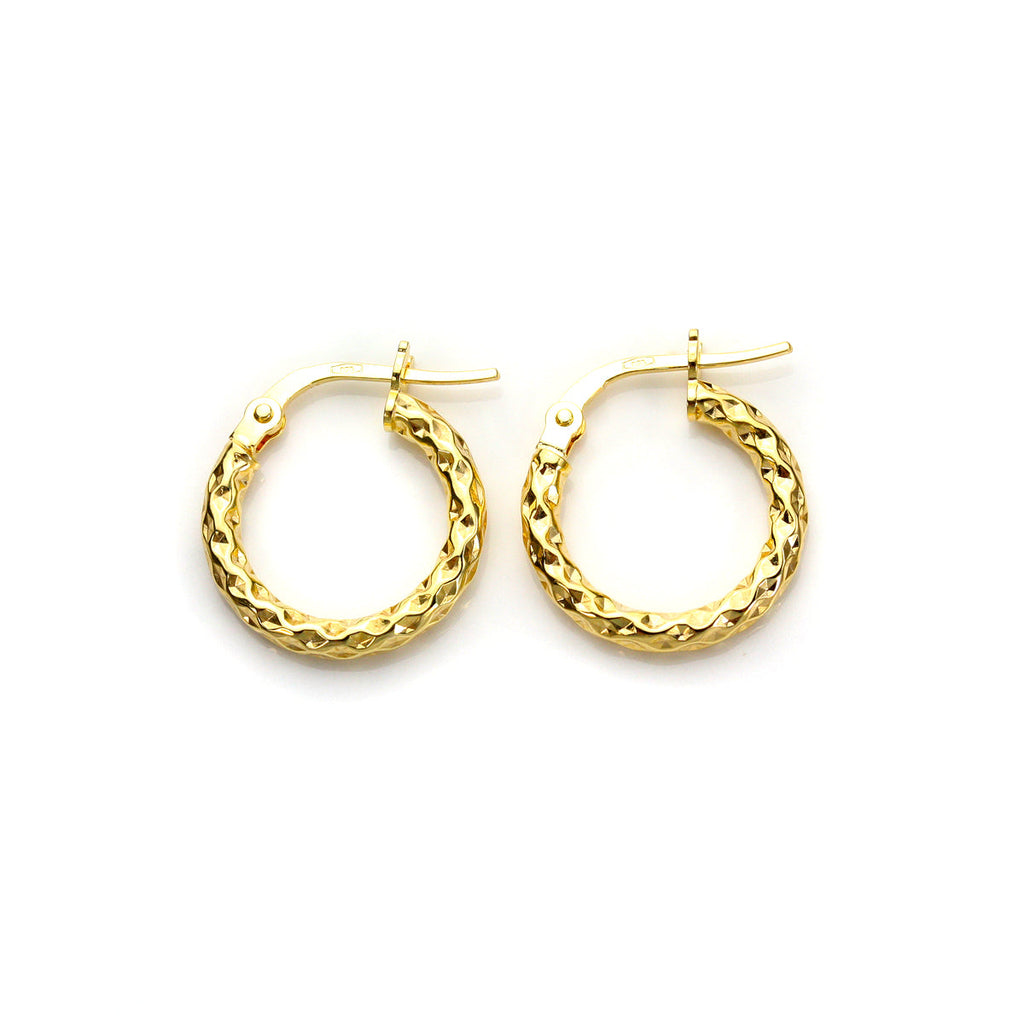 9 Karat Gelbgold Gedrehte Creolen-Ohrringe