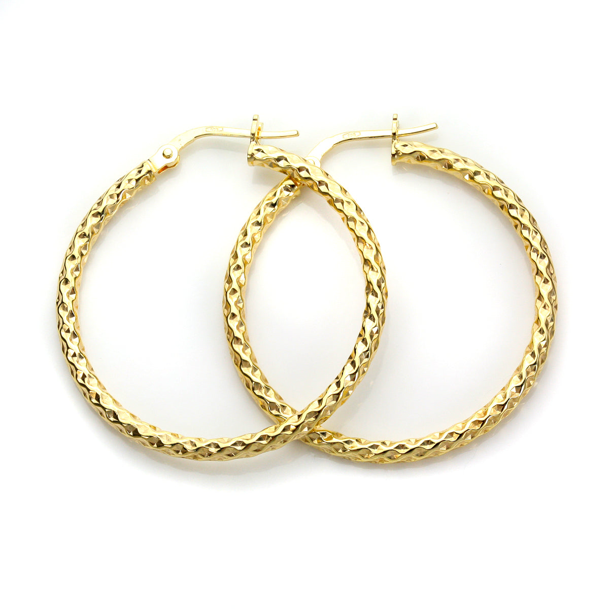 9 Karat Gelbgold Gedrehte Creolen-Ohrringe