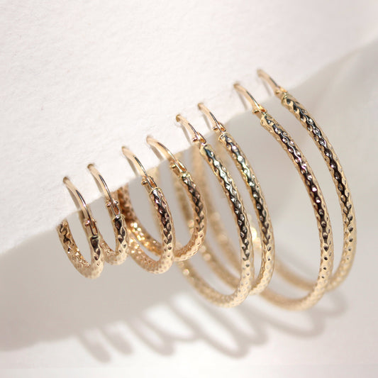 9ct Gelbgold Gedrehte Creolen-Ohrringe