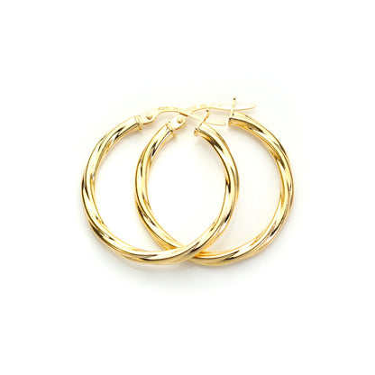 Gedrehte Creolen-Ohrringe aus 9ct Gelbgold
