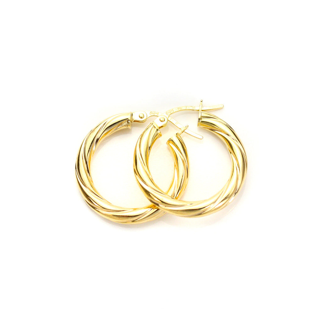 9 Karat Gelbgold Gedrehte 3 mm Creolen-Ohrringe