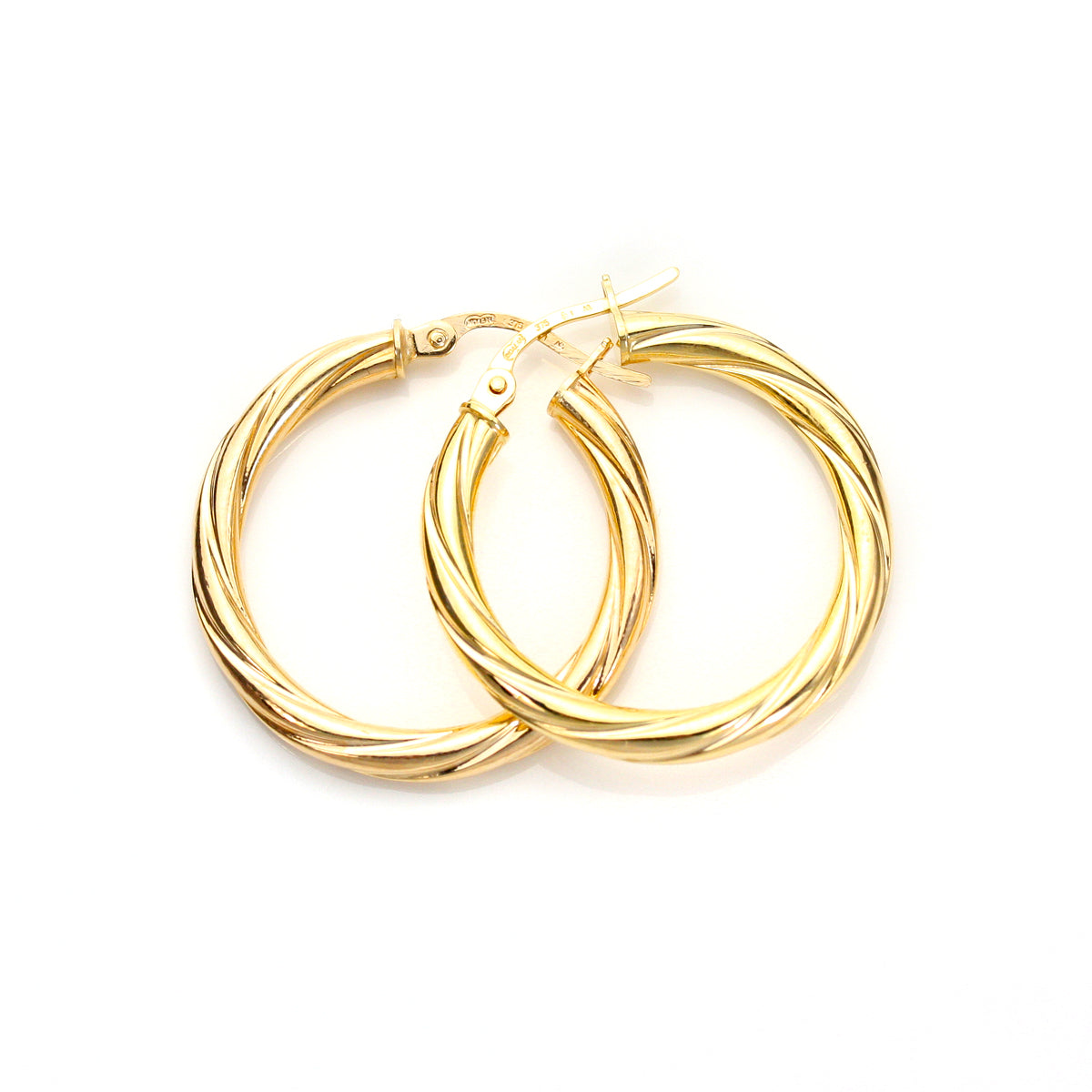 9 Karat Gelbgold Gedrehte 3 mm Creolen-Ohrringe