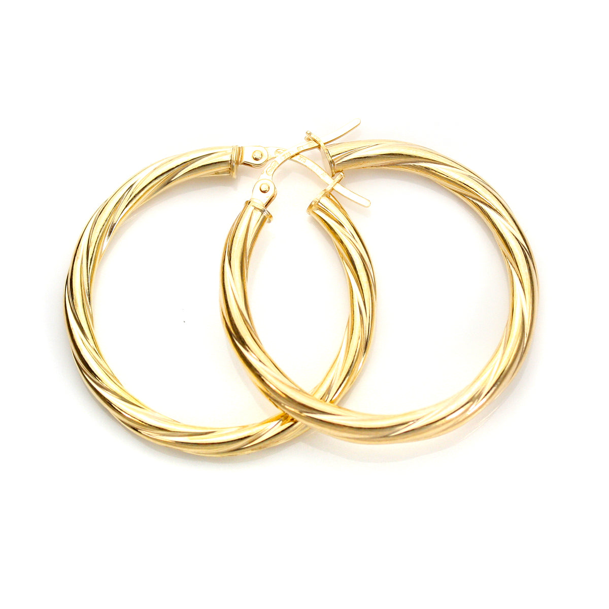 9 Karat Gelbgold Gedrehte 3 mm Creolen-Ohrringe