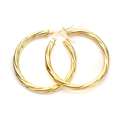 9ct Gelbgold Gedrehte 3mm Creolen-Ohrringe