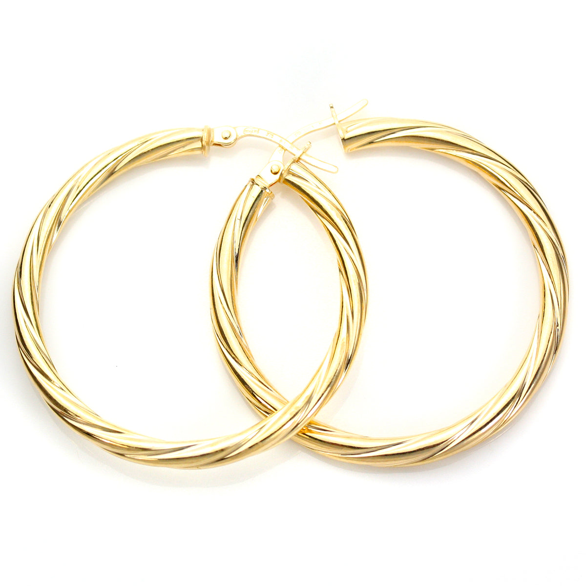 9 Karat Gelbgold Gedrehte 3 mm Creolen-Ohrringe