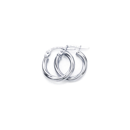 9ct Weißgold Gedrehte 2mm Creolen-Ohrringe