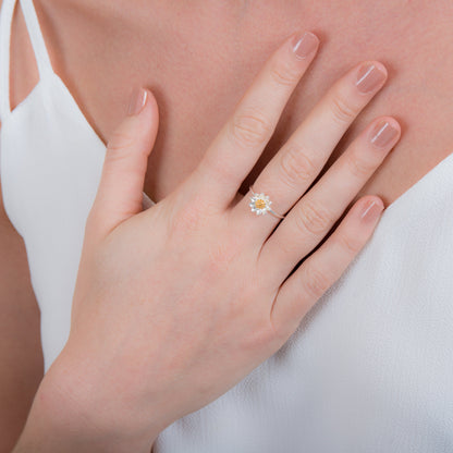 Goldgetaucht Sterlingsilber Gänseblümchen Größenverstellbar Ring