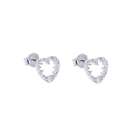 Sterlingsilber & CZ Kristall Offen Herz Ohrringe