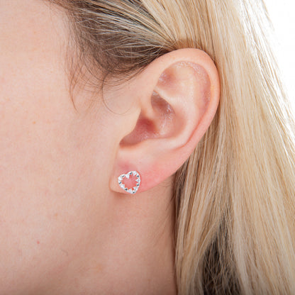 Sterlingsilber & CZ Kristall Offen Herz Ohrringe