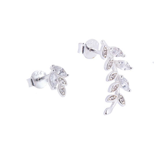 Sterlingsilber Olivenzweig Ohrstecker