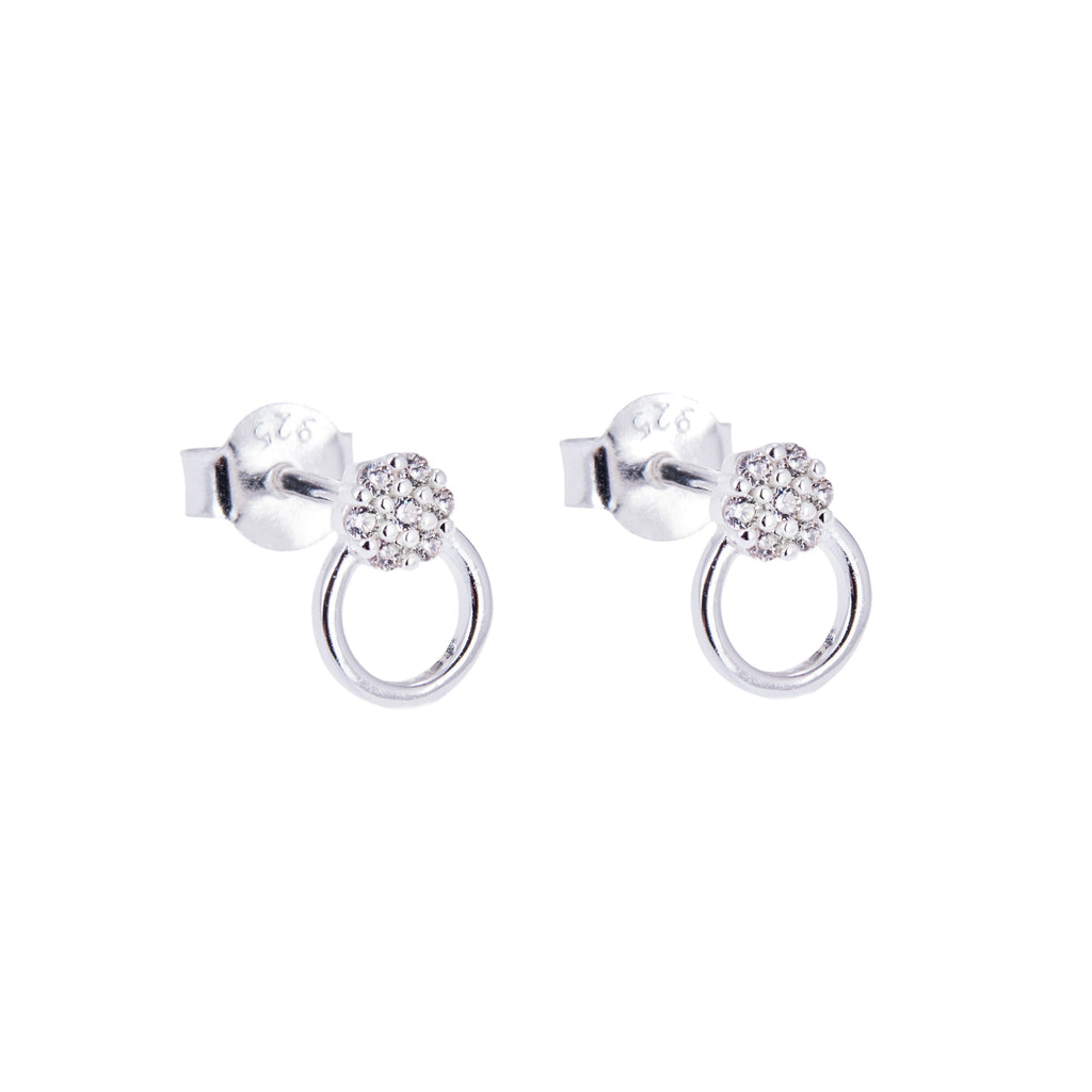 Sterlingsilber & CZ Kristall Offen Ring Trauben Ohrstecker