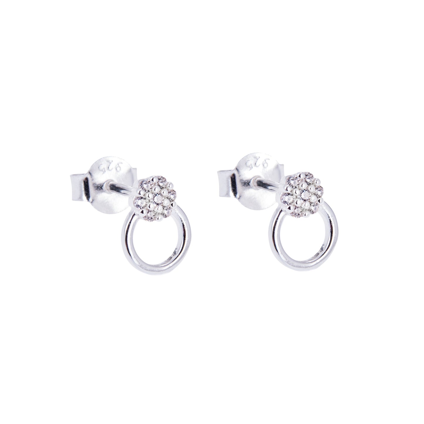 Sterlingsilber & CZ Kristall Offen Ring Trauben Ohrstecker