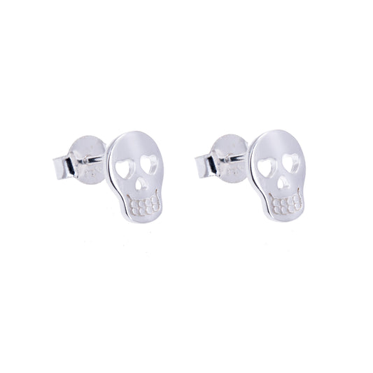 Sterlingsilber Totenkopf Herz Ohrstecker