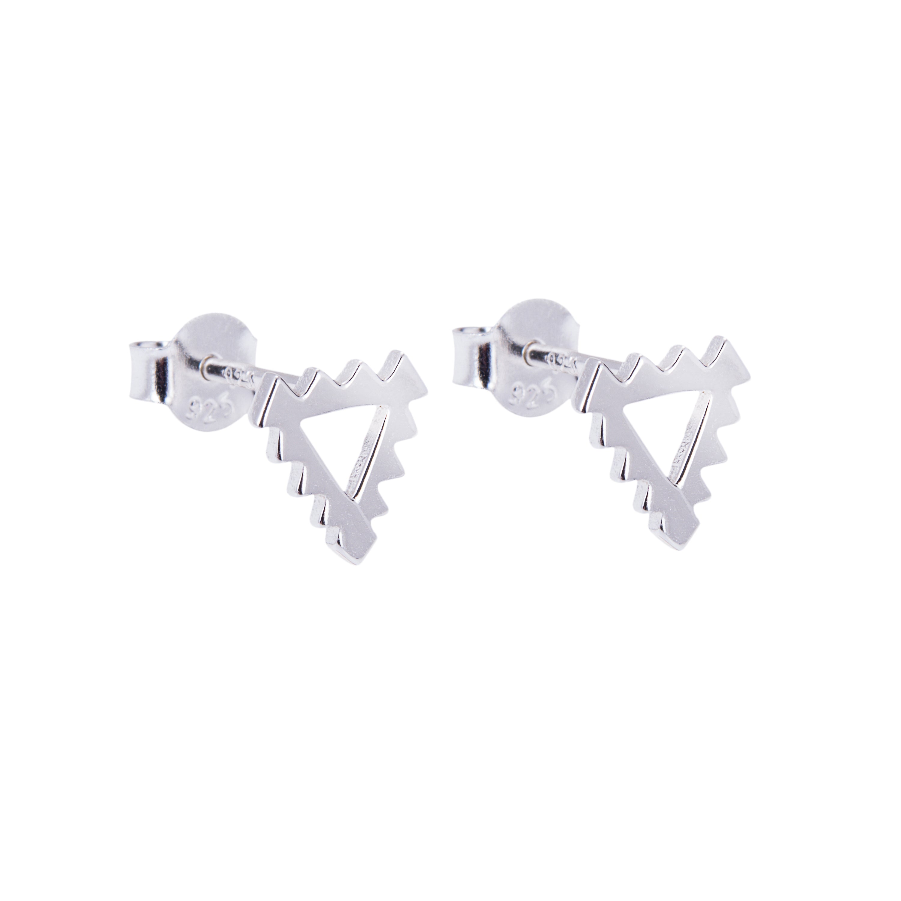 Sterlingsilber Zackenspitze Dreieck Ohrstecker
