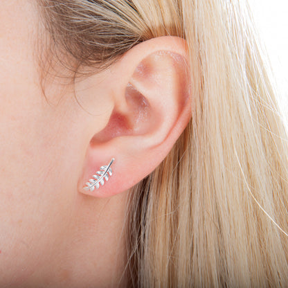 Sterlingsilber Blatt Ohrstecker