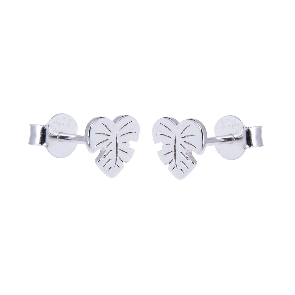 Sterlingsilber Palmenblatt Herz Ohrstecker