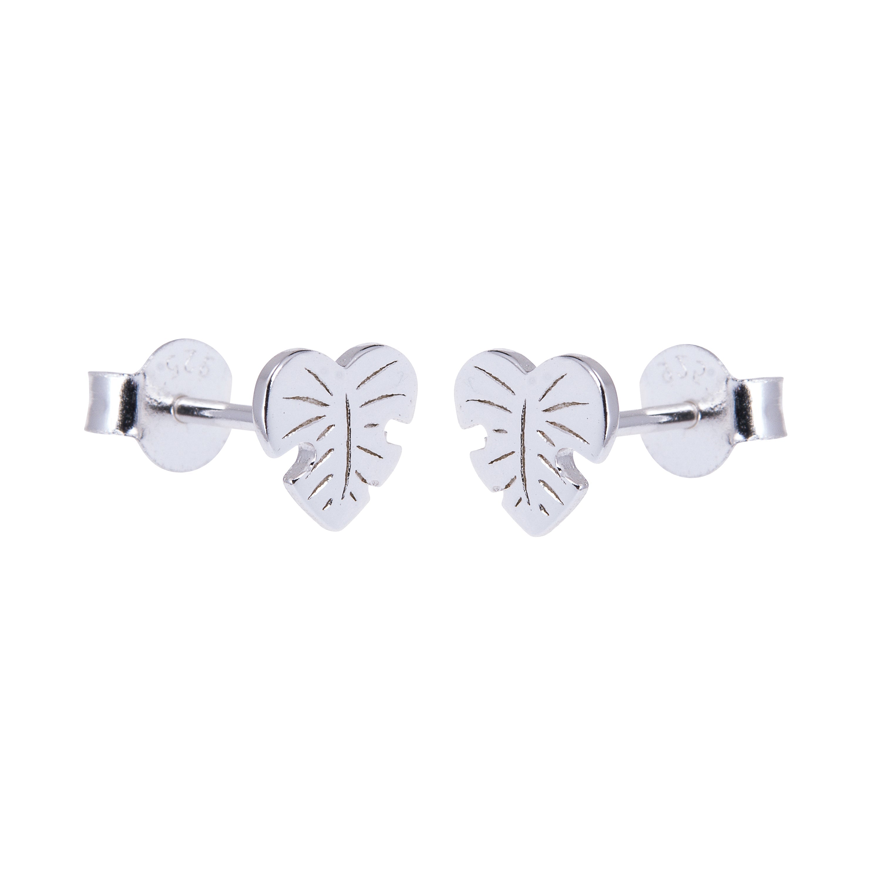 Sterlingsilber Palmenblatt Herz Ohrstecker