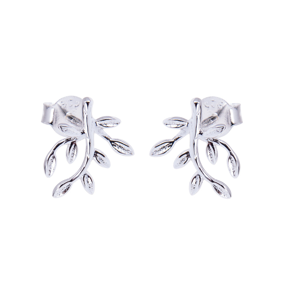 Sterlingsilber Zweig Blatt Ohrstecker