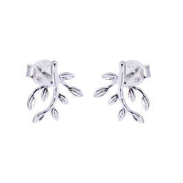 Sterlingsilber Zweig Blatt Ohrstecker