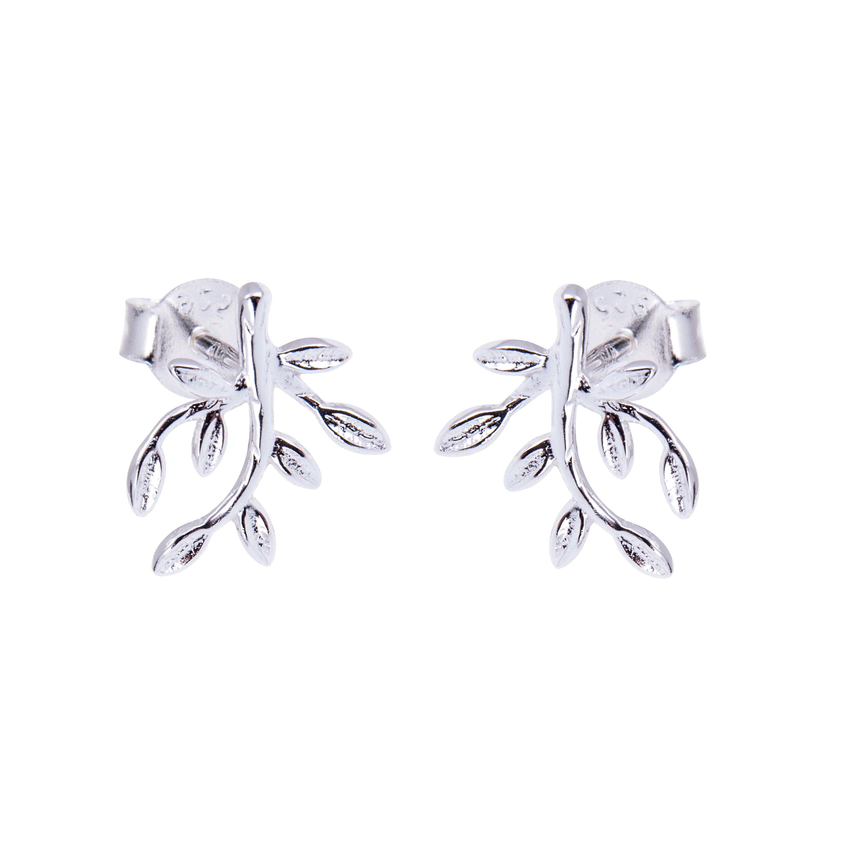 Sterlingsilber Zweig Blatt Ohrstecker