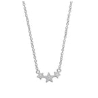 Sterlingsilber & CZ Kristall Dreifach Stern Halskette 40,5 cm