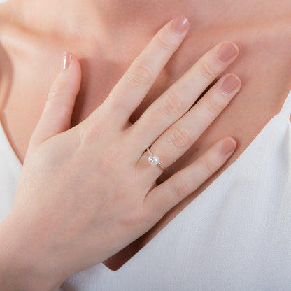 Sterlingsilber Größenverstellbarer Ring mit Perle