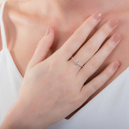 Sterlingsilber Kreuz Größenverstellbar Ring