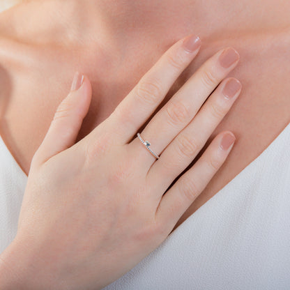 Sterlingsilber Bördelrand Größenverstellbar Ring mit Herz