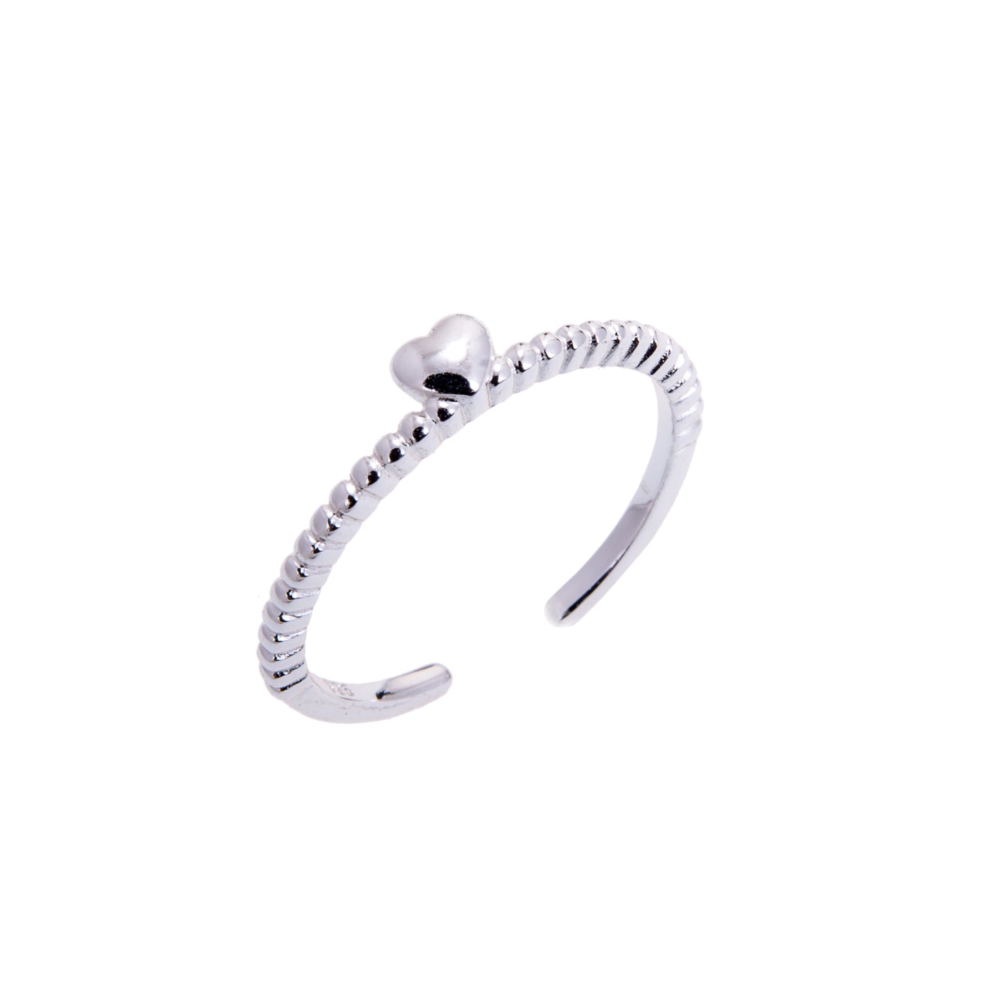 Sterlingsilber Bördelrand Größenverstellbar Ring mit Herz