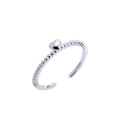 Sterlingsilber Bördelrand Größenverstellbar Ring mit Herz