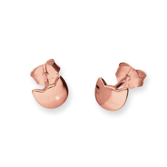 Rosévergoldet Sterlingsilber Katzenkopf Ohrstecker