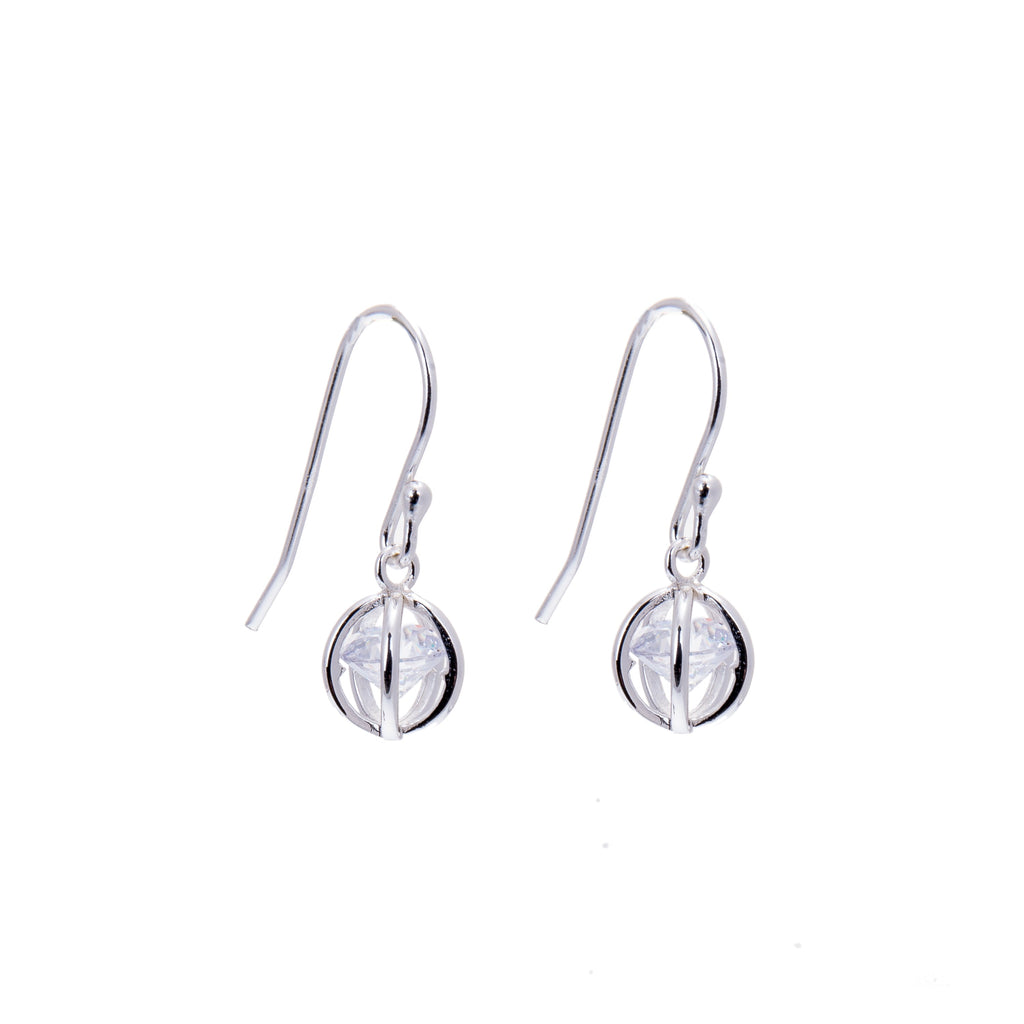 Ohrhaken aus Sterlingsilber mit hängender Zirkonia-Kugel