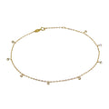 9 Karat Gold & Klar CZ Kristall Fußkette 25,5 cm