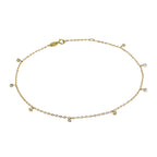 9 Karat Gold & Klar CZ Kristall Fußkette 25,5 cm