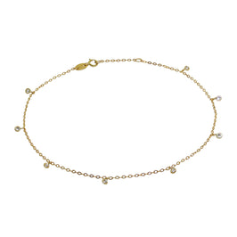 9 Karat Gold & Klar CZ Kristall Fußkette 25,5 cm