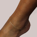9 Karat Gold & Klar CZ Kristall Fußkette 25,5 cm