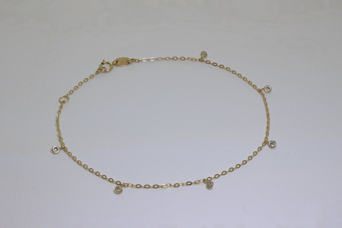 9 Karat Gold & Klar CZ Kristall 18 cm Verlängerungs Armband