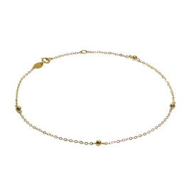9 Karat Gold Gehämmert Spuren Pompon 24 cm Verlängerungs Fußkette